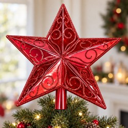 Toptan Lüks Tepelik Yıldız Kırmızı Desenli 20 cm Toptan Lüks Tepelik Yıldız Kırmızı Desenli 20 cm