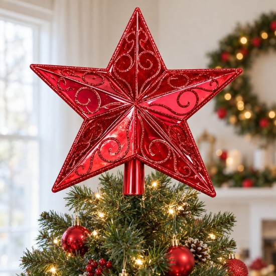 Toptan Lüks Tepelik Yıldız Kırmızı Desenli 20 cm Toptan Lüks Tepelik Yıldız Kırmızı Desenli 20 cm