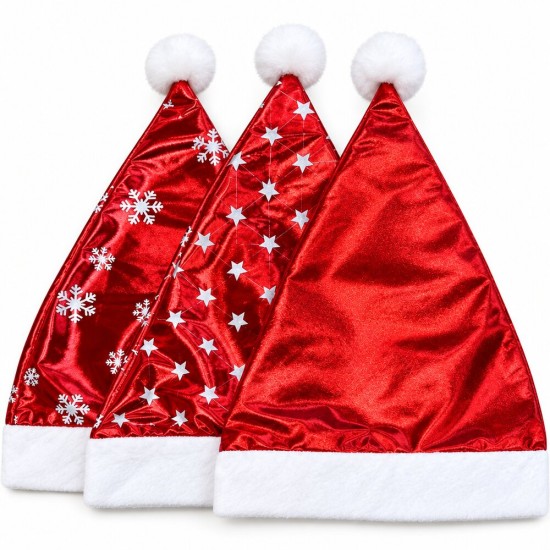 Toptan Noel Baba Şapkası Lüks Metalik 3 Model