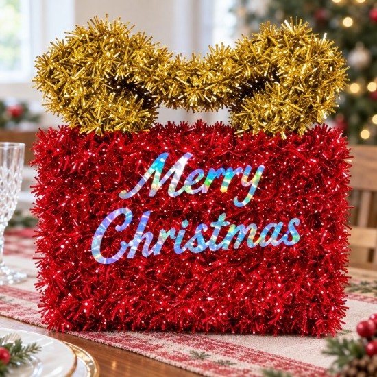 Toptan Tel Hediye Paketi Süsü Merry Christmas Yazılı