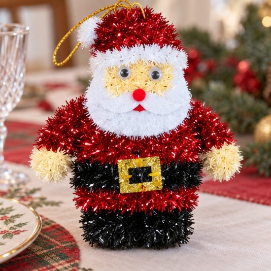 Toptan Tel Noel Baba Figürü Yılbaşı Süsü Küçük