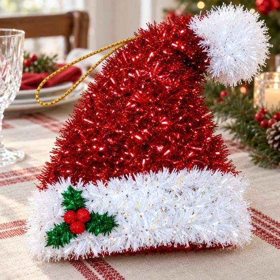Toptan Tel Noel Baba Şapkası Yılbaşı Süsü