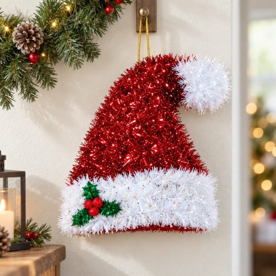 Toptan Tel Noel Baba Şapkası Yılbaşı Süsü
