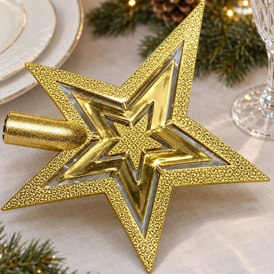Toptan Yılbaşı Ağacı Tepelik Yıldız Gold 18 cm Toptan Yılbaşı Ağacı Tepelik Yıldız Gold 18 cm