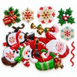 Toptan Yılbaşı Cam Sticker Seti Noel Baba Temalı