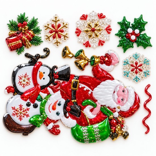 Toptan Yılbaşı Cam Sticker Seti Noel Baba Temalı Toptan Yılbaşı Cam Sticker Seti Noel Baba Temalı