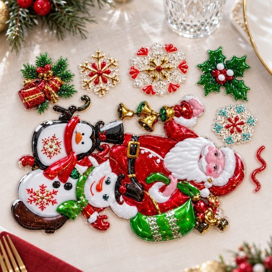 Toptan Yılbaşı Cam Sticker Seti Noel Baba Temalı Toptan Yılbaşı Cam Sticker Seti Noel Baba Temalı