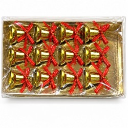 Toptan Yılbaşı Çan Süsü Gold Kurdeleli 12 Adet