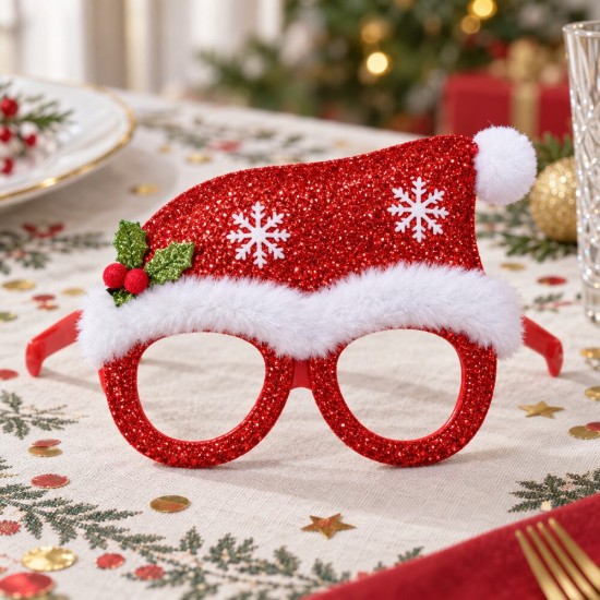 Toptan Yılbaşı Gözlüğü Noel Şapkalı 3 Renk