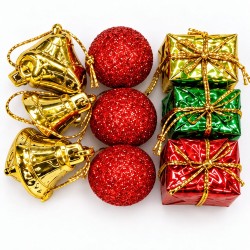 Toptan Yılbaşı Mini Süs Seti Çanlı Hediye Kutulu