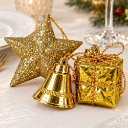 Toptan Yılbaşı Mini Süs Seti Gold Ağırlıklı Yıldız Çan Toptan Yılbaşı Mini Süs Seti Gold Ağırlıklı Yıldız Çan