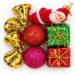 Toptan Yılbaşı Mini Süs Seti Noel Baba Çanlı Karışık