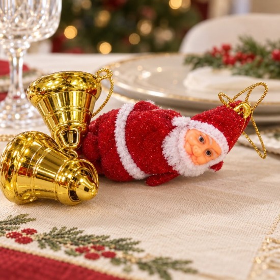 Toptan Yılbaşı Mini Süs Seti Noel Baba Çanlı Karışık