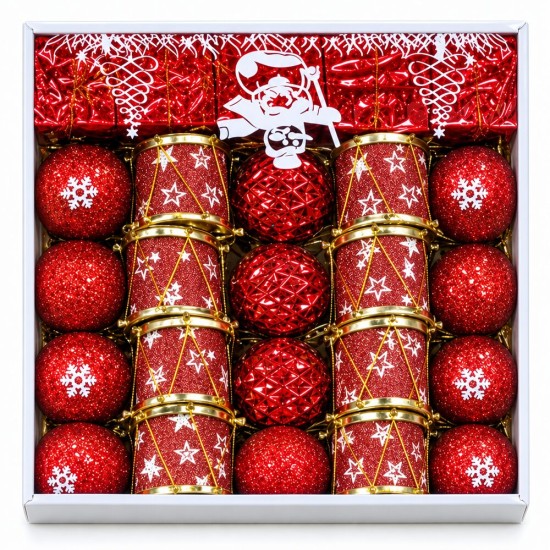 Toptan Yılbaşı Top Süs Kutulu Kırmızı Set Davullu 20 Adet 5 cm Toptan Yılbaşı Top Süs Kutulu Kırmızı Set Davullu 20 Adet 5 cm