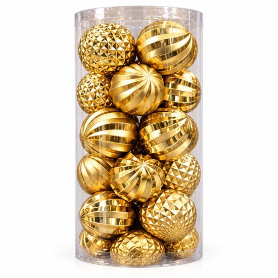 Toptan Yılbaşı Topu 24'lü 6 cm Gold 4 Model