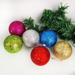 Toptan Çam Ağacı Süsleri Simli Top 6 Adet 4 cm Toptan Çam Ağacı Süsleri Simli Top 6 Adet 4 cm