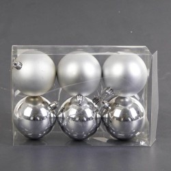 Toptan Çam Ağacı Süsleme Mat-Parlak Top Gümüş 6 Adet 6 cm Toptan Çam Ağacı Süsleme Mat-Parlak Top Gümüş 6 Adet 6 cm