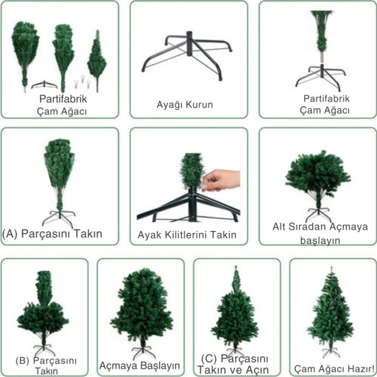 Toptan Yılbaşı Çam Ağacı 150 cm 240 Dal Demir Ayaklı