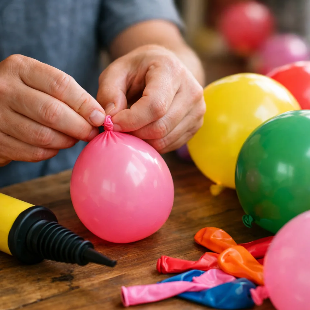 Balon süslemesi için balonların şişirilip hazırlanması
