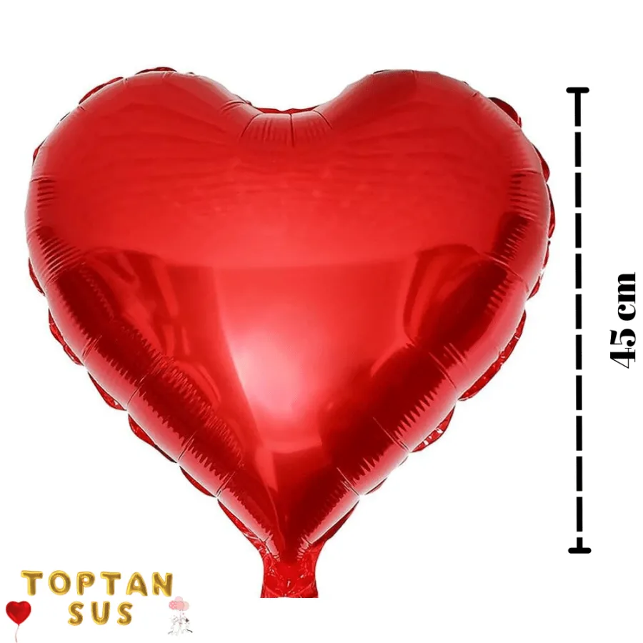 Kırmızı kalp folyo balon