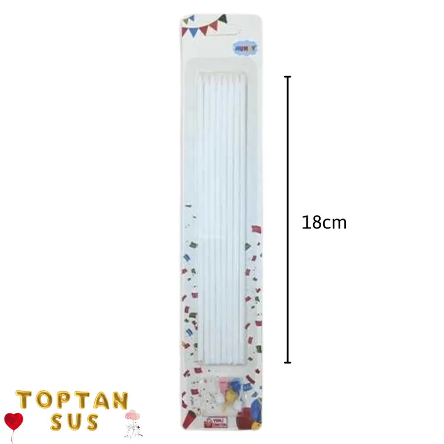 Beyaz 18 cm mum, 7'li paket