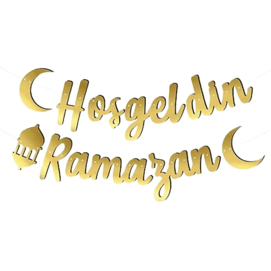 Toptan Hoş Geldin Ramazan yaldızlı kaligrafi banner
