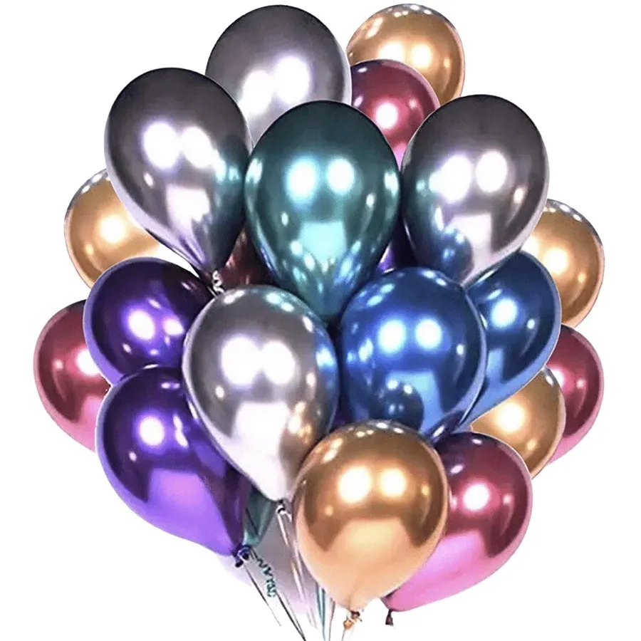 Toptan krom (metalik) karışık renkli lateks balon, 50'li paket